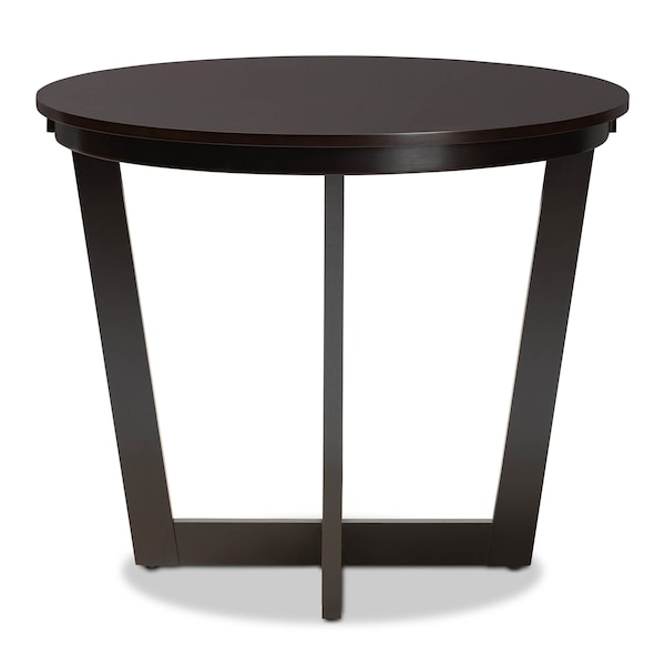 Alayna Dark Brown Finished 35-Inch-Wide Round Wood Dining Table